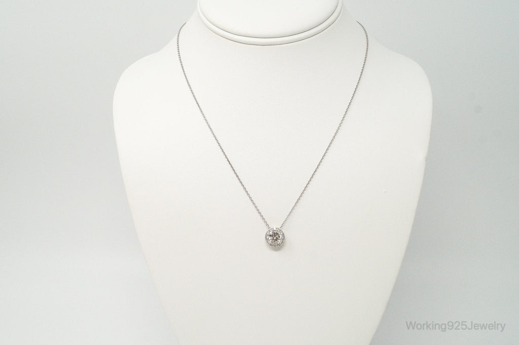 Vintage Large Cubic Zirconia Sterling Silver Necklace | Jewelry > Necklaces > Pendants | Wiccan Center
