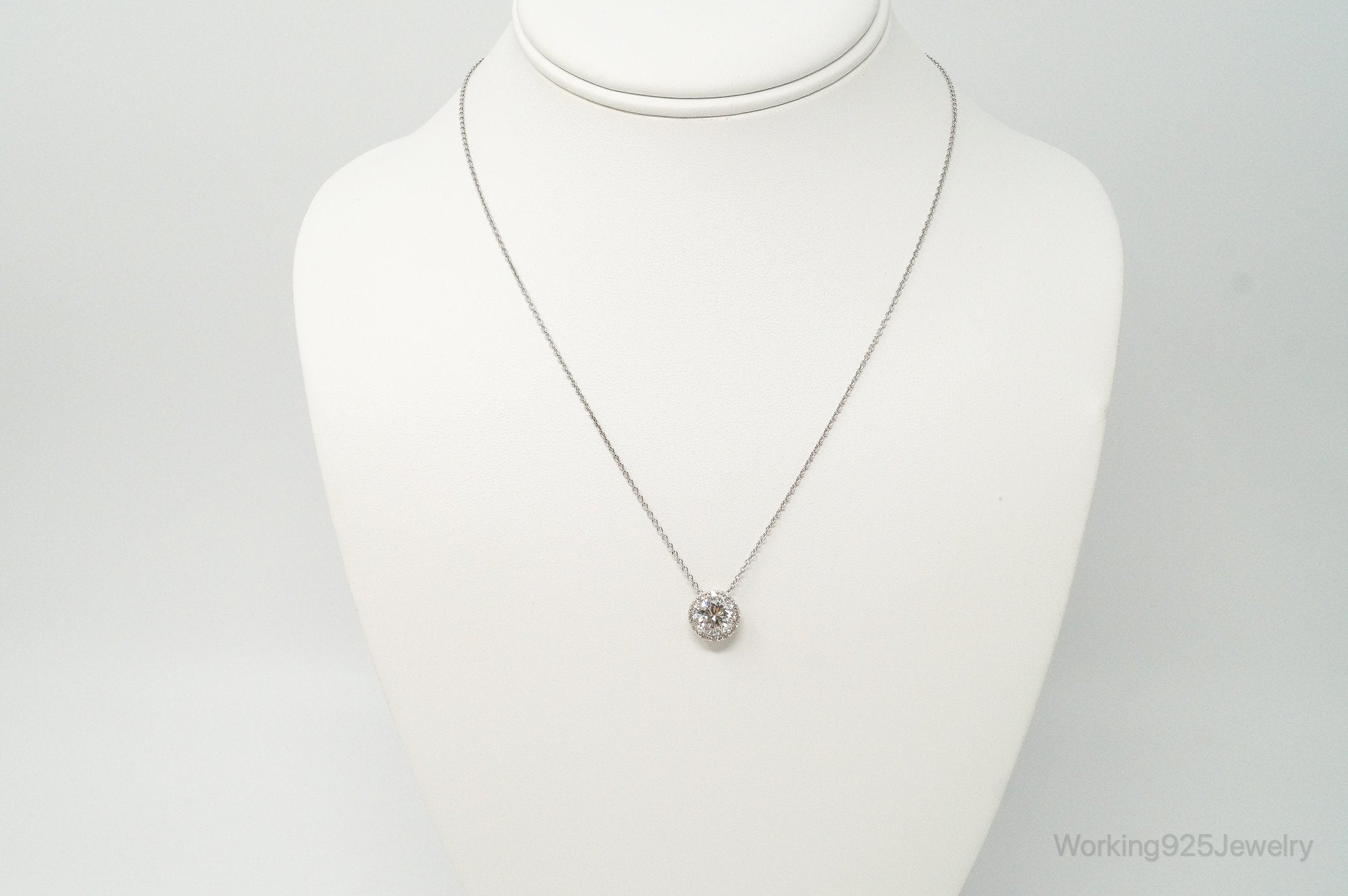 Vintage Large Cubic Zirconia Sterling Silver Necklace | Jewelry > Necklaces > Pendants | Wiccan Center