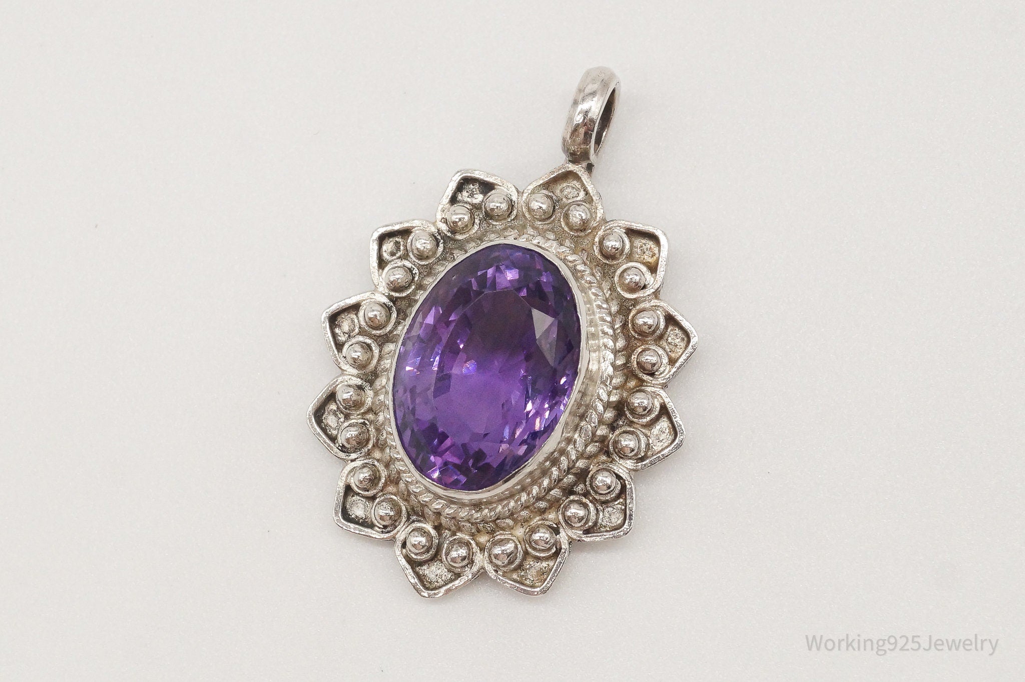 Vintage Large Amethyst Sterling Silver Pendant | Jewelry > Necklaces > Pendants | Wiccan Center