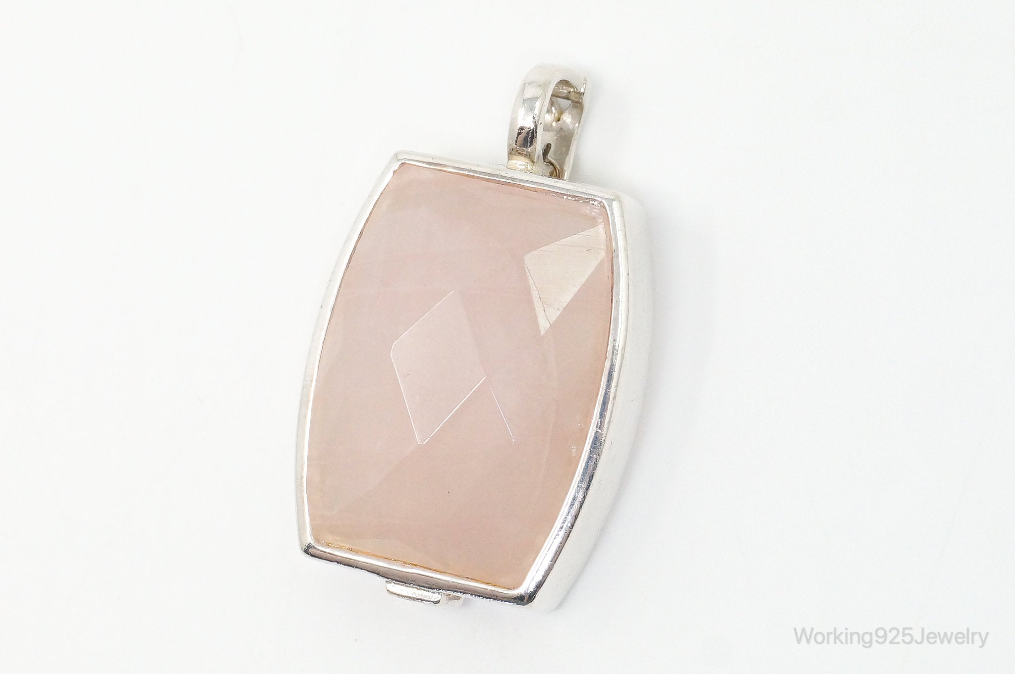 Large Designer ELLE Rose Quartz Ruby Sterling Silver Necklace Pendant | Jewelry > Necklaces > Pendants | Wiccan Center
