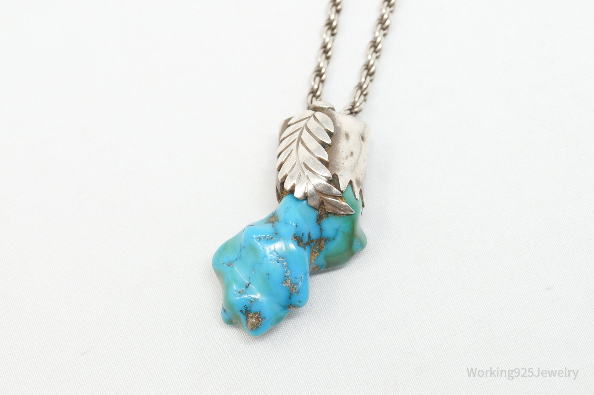 Vintage Handmade Native American Turquoise Sterling Silver Necklace Pendant | Jewelry > Necklaces > Pendants | Wiccan Center