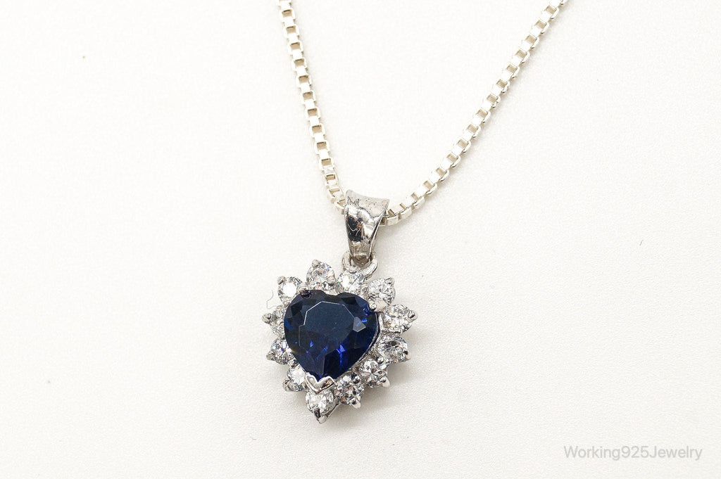 Blue Lab Sapphire Cubic Zirconia Heart Sterling Silver Necklace | Jewelry > Necklaces > Pendants | Wiccan Center