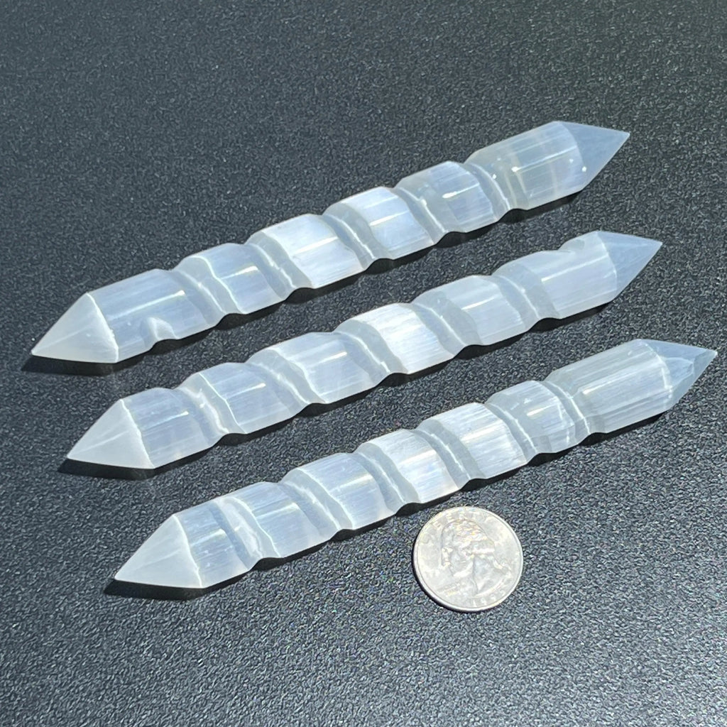 Selenite Crystal Spiral Wand Double Terminated Point Carving Wholesale | Home & Living > Spirituality & Religion > Reiki & Chakras | Wiccan Center