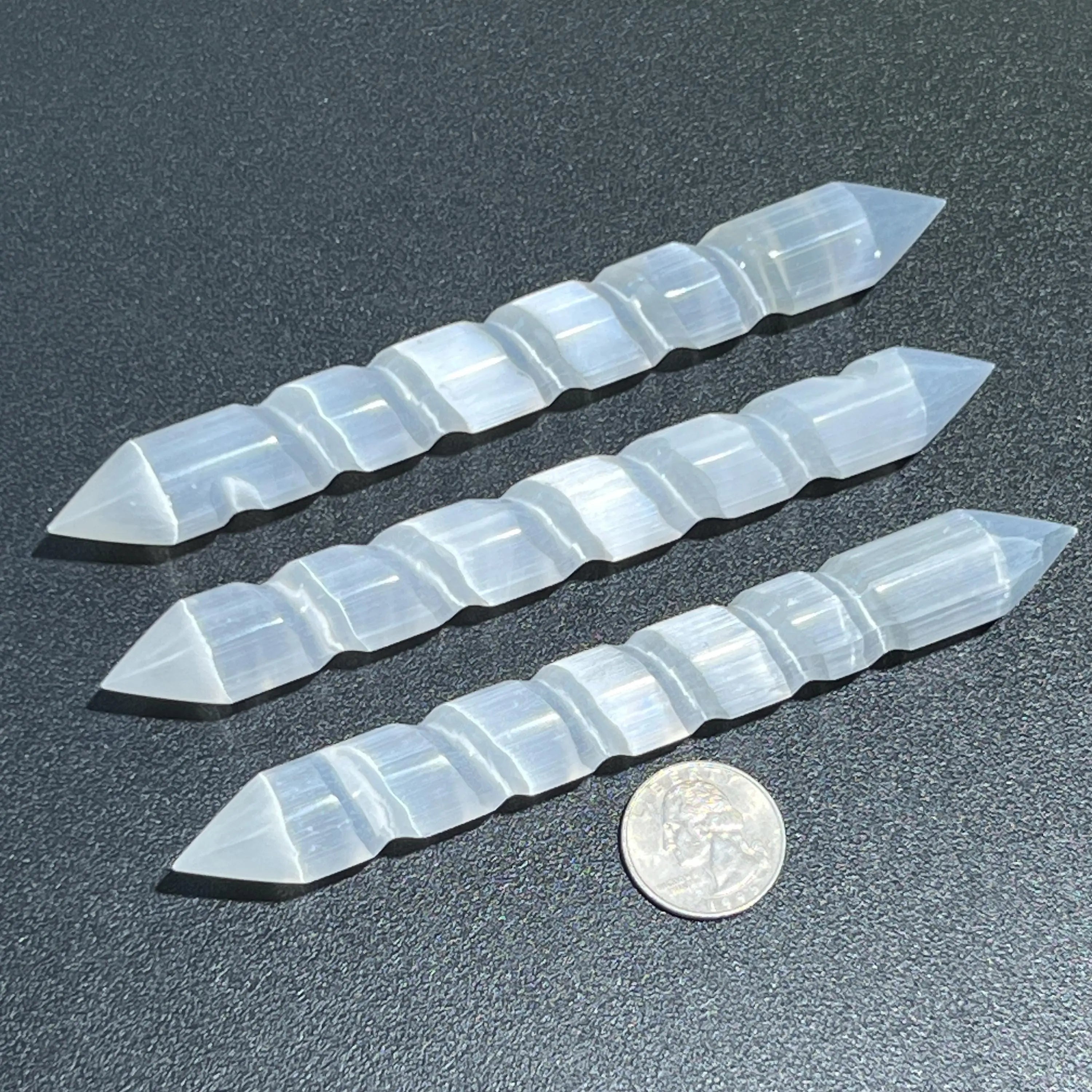 Selenite Crystal Spiral Wand Double Terminated Point Carving Wholesale | Home & Living > Spirituality & Religion > Reiki & Chakras | Wiccan Center