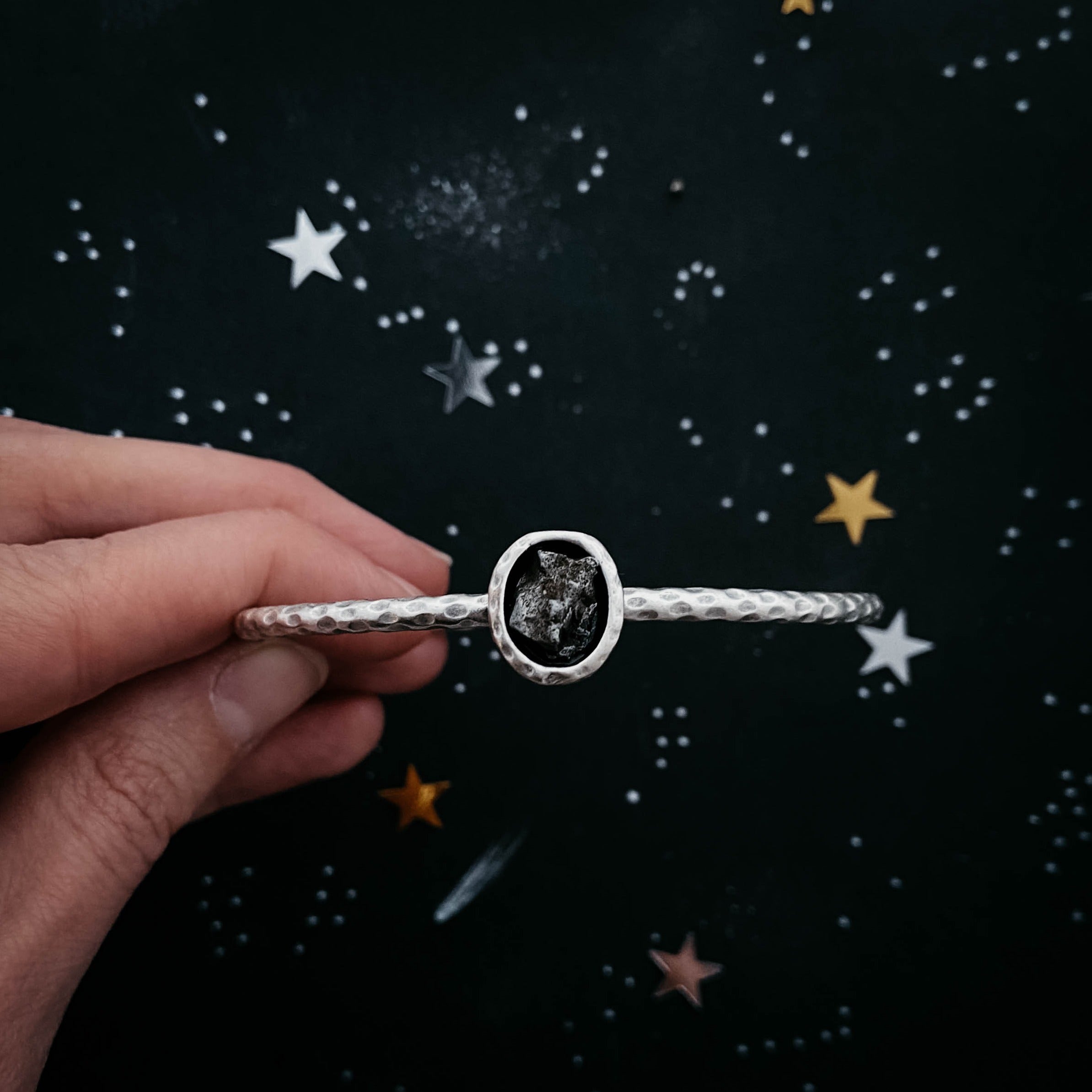Oval Meteorite Cuff Bracelet | Bracelet | Wiccan Center