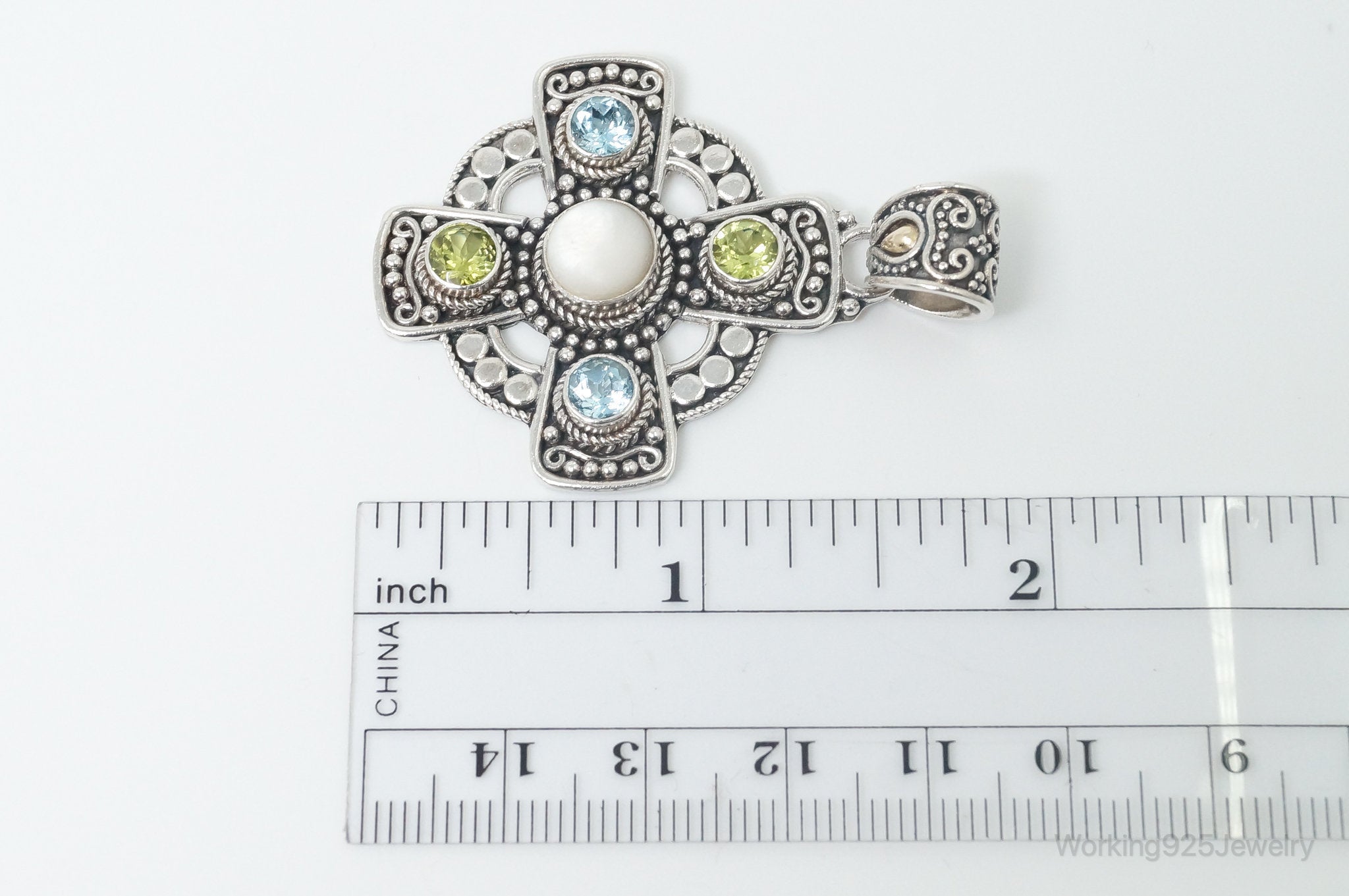 Vintage Designer BA Suarti 18K Gold Multi Gem Sterling Silver Necklace Pendant | Jewelry > Necklaces > Pendants | Wiccan Center