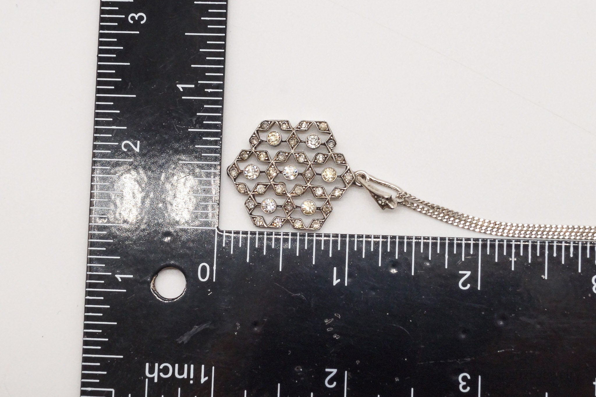Antique Vintage Faux Diamonds Snowflake Sterling Silver Necklace | Jewelry > Necklaces > Pendants | Wiccan Center