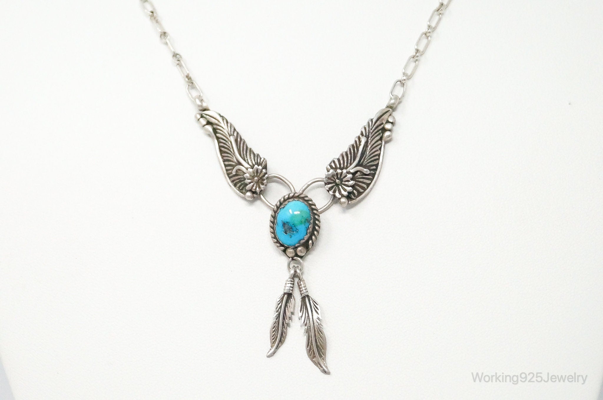 Vintage Native American Unsigned Turquoise Sterling Silver Necklace | Jewelry > Necklaces > Pendants | Wiccan Center