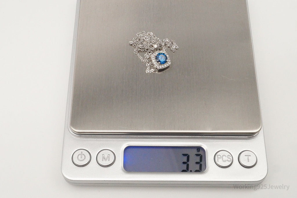 Designer Ryze Blue & White Cubic Zirconia Sterling Silver Necklace | Jewelry > Necklaces > Pendants | Wiccan Center
