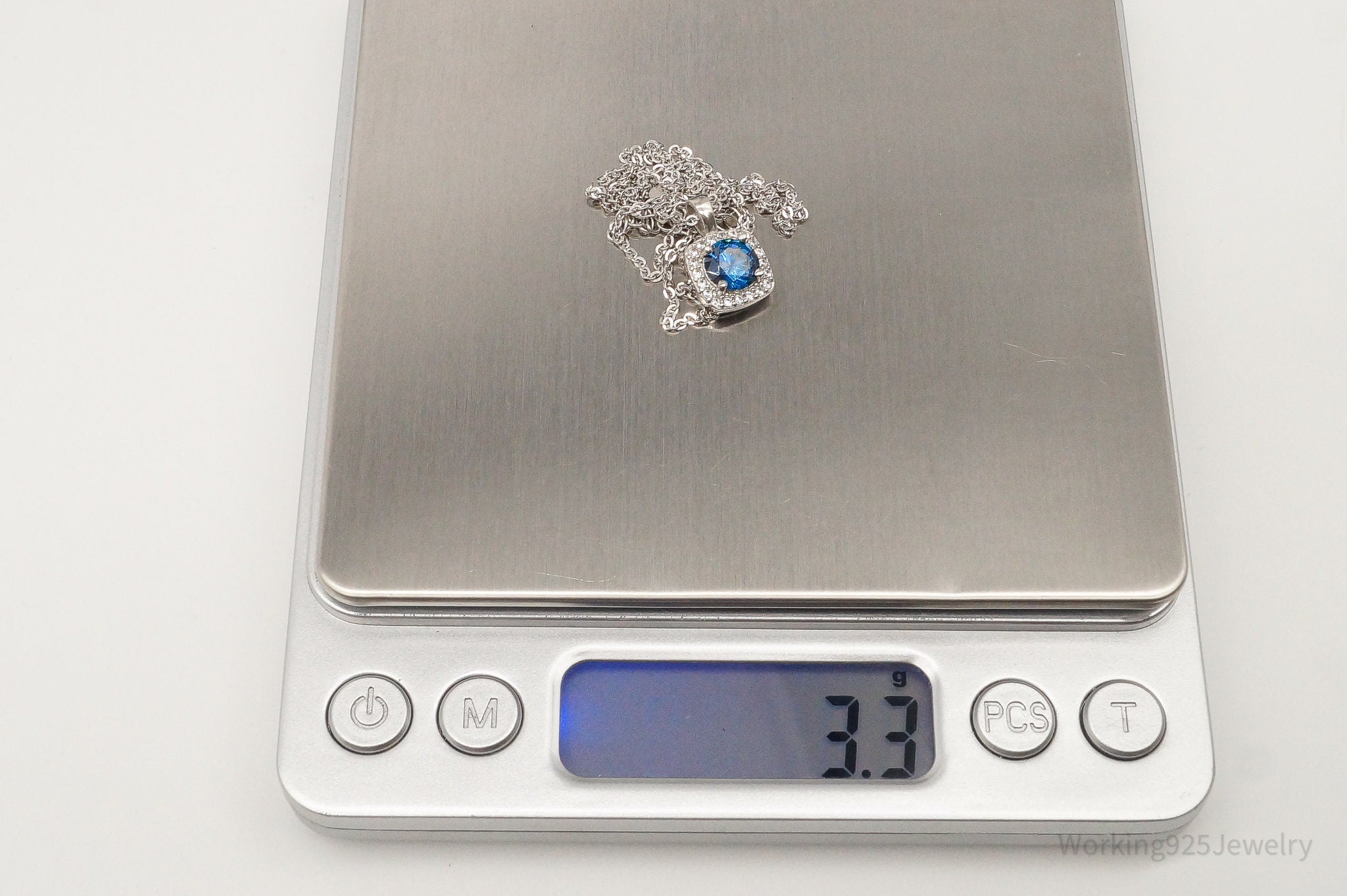 Designer Ryze Blue & White Cubic Zirconia Sterling Silver Necklace | Jewelry > Necklaces > Pendants | Wiccan Center