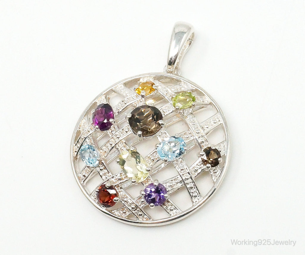 Vintage Multi Gemstone Sterling Silver Necklace Pendant | Jewelry > Necklaces > Pendants | Wiccan Center