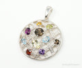 Vintage Multi Gemstone Sterling Silver Necklace Pendant | Jewelry > Necklaces > Pendants | Wiccan Center