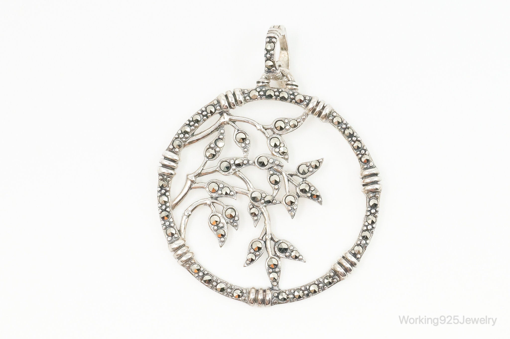 Vintage Large Marcasite Tree Limbs Sterling Silver Necklace Pendant | Jewelry > Necklaces > Pendants | Wiccan Center