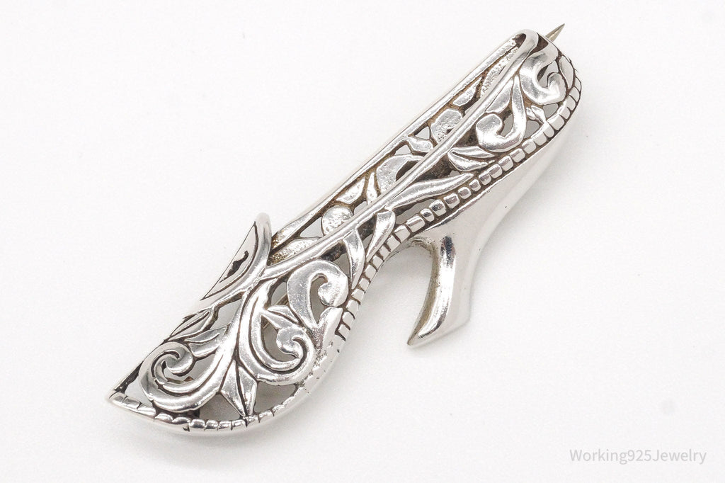 Vintage Designer Jezlaine Lady's High Heel Sterling Silver Brooch Pin | Jewelry > Brooches, Pins & Clips | Wiccan Center