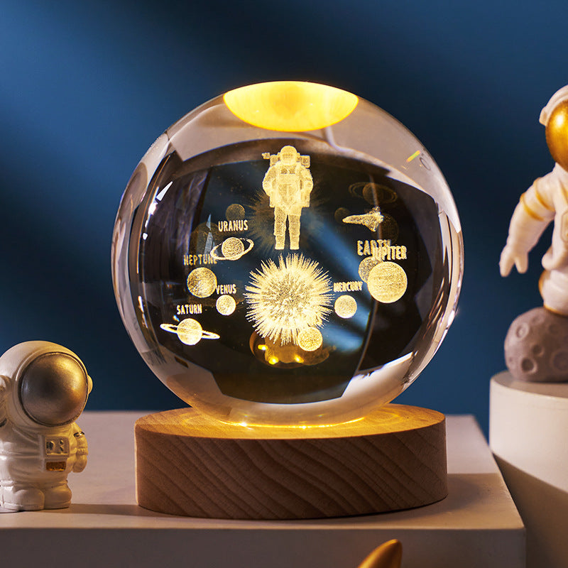Luminous Starry Sky And Planets Moon Moon Crystal Ball Small Night Lamp Projection Ambience Light Creative Gift New Strange Gift | 0 | Wiccan Center