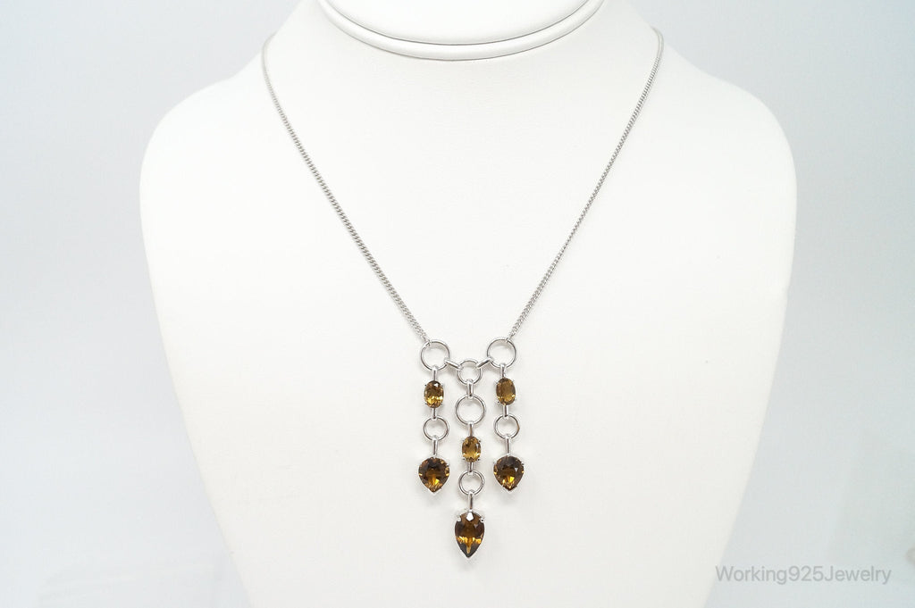 Vintage Smoky Topaz Modernist Sterling Silver Necklace | Jewelry > Necklaces > Pendants | Wiccan Center