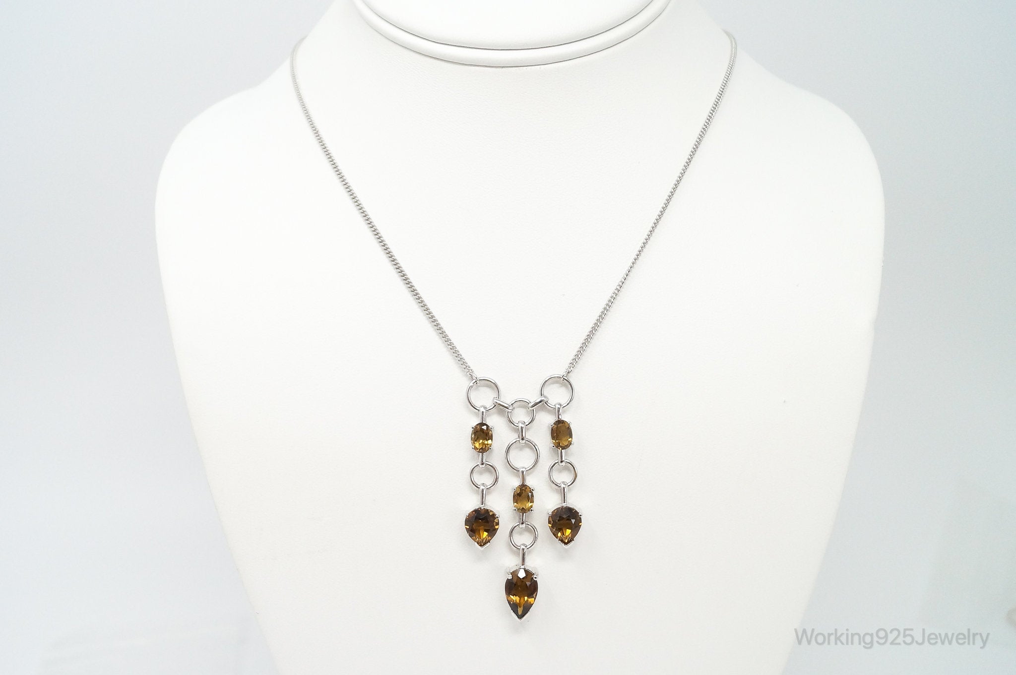 Vintage Smoky Topaz Modernist Sterling Silver Necklace | Jewelry > Necklaces > Pendants | Wiccan Center