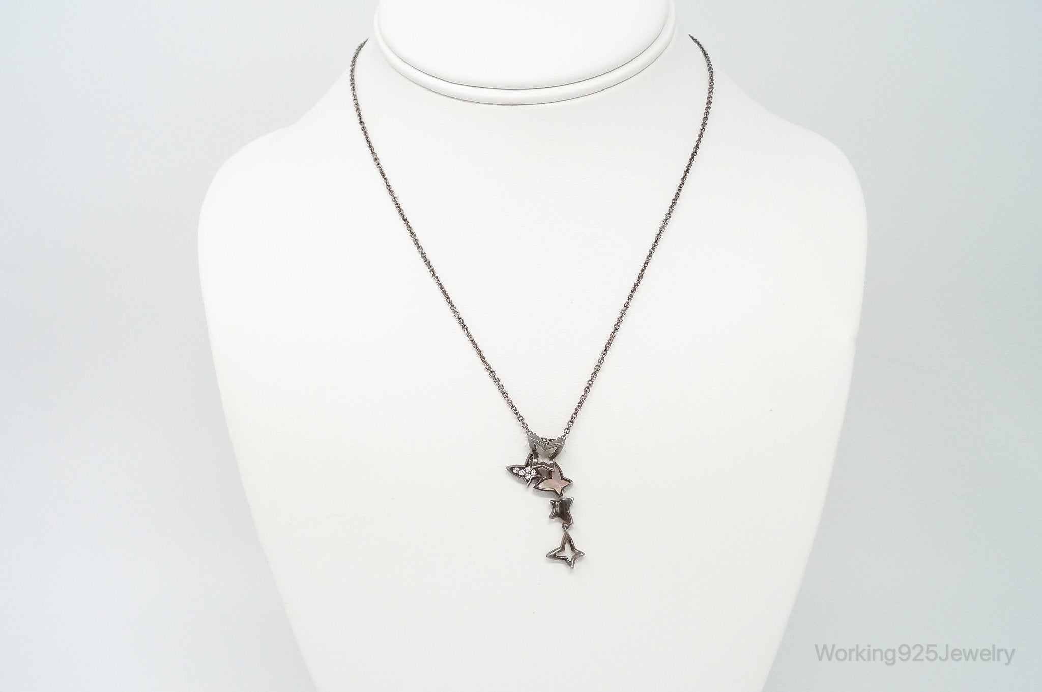 Folli Follie Mother Of Pearl Cubic Zirconia Butterflies Sterling Silver Necklace | Jewelry > Necklaces > Pendants | Wiccan Center