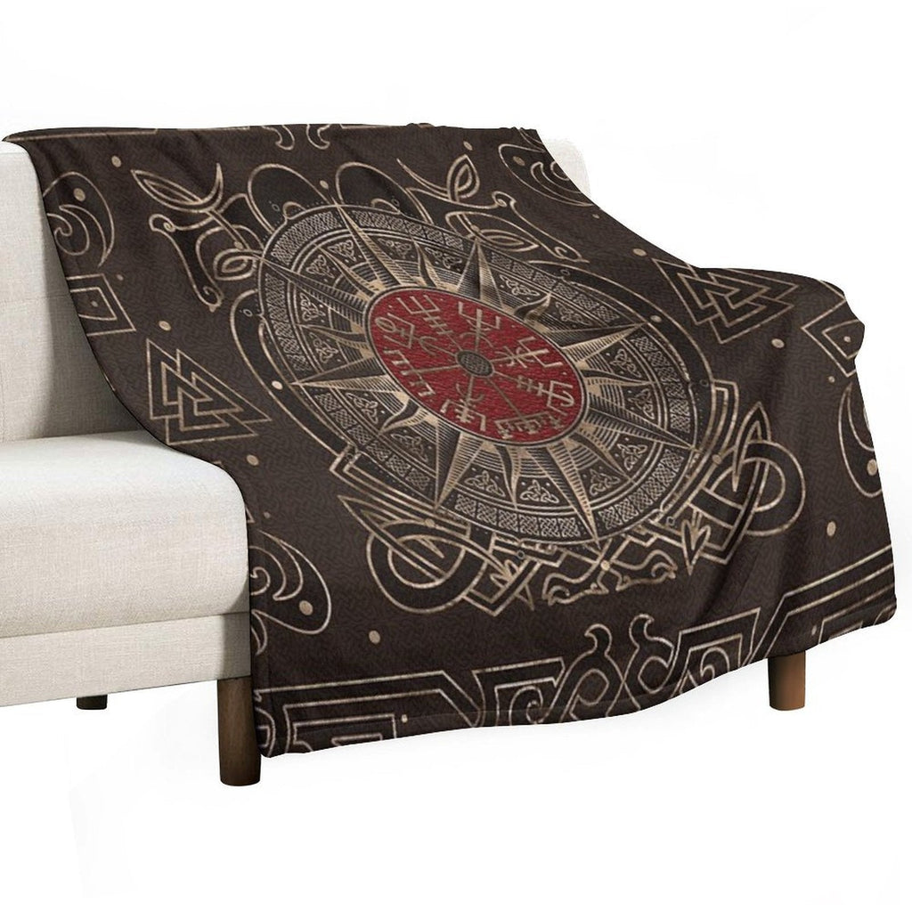 Vegvisir - Viking Compass Ornament Velvety-soft Throw Blanket