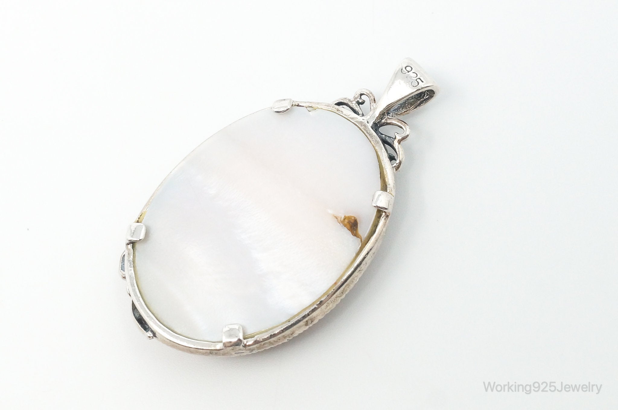 VTG Pink Mother of Pearl Marcasite Butterfly Flower Sterling Silver Pendant | Jewelry > Necklaces > Pendants | Wiccan Center