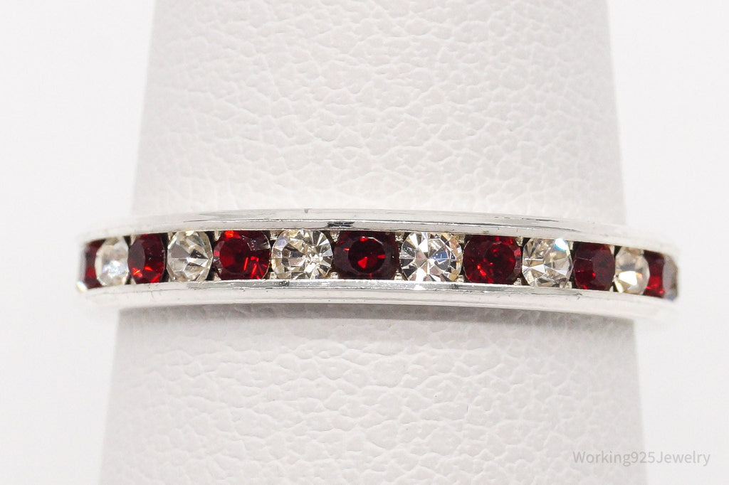 Vintage Red & White Crystal Sterling Silver Ring - Size 6.75 | Jewelry > Rings | Wiccan Center