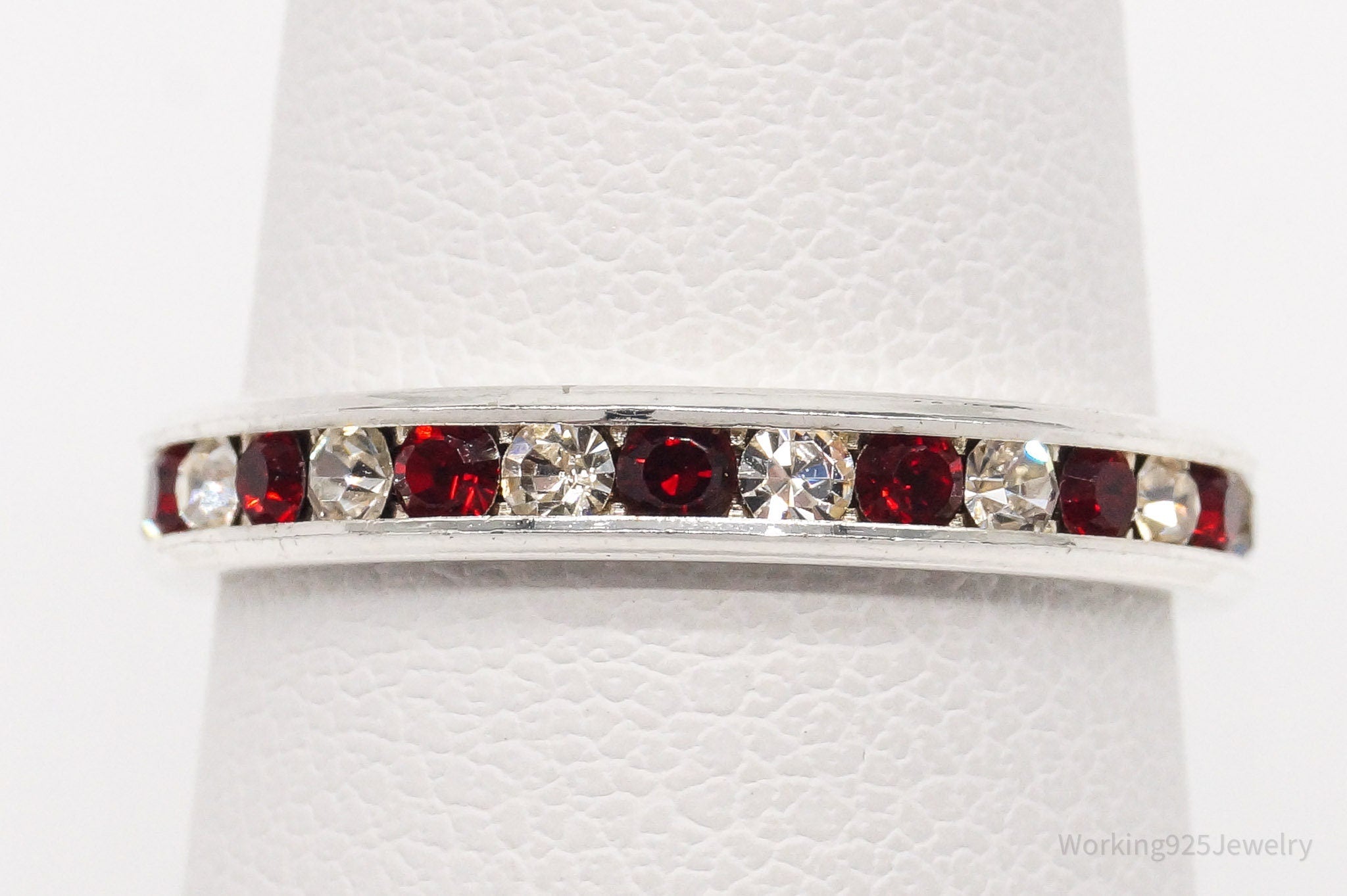 Vintage Red & White Crystal Sterling Silver Ring - Size 6.75 | Jewelry > Rings | Wiccan Center