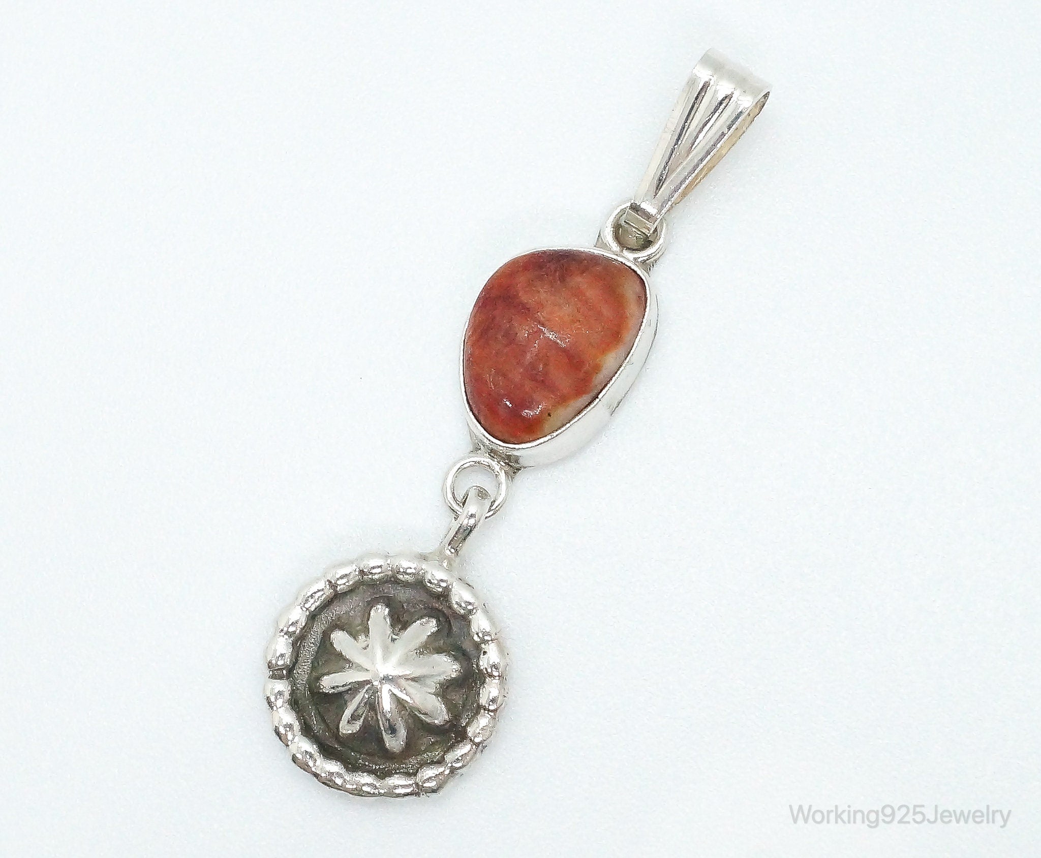 Vintage Native American Unsigned Coral Sterling Silver Pendant | Jewelry > Necklaces > Pendants | Wiccan Center