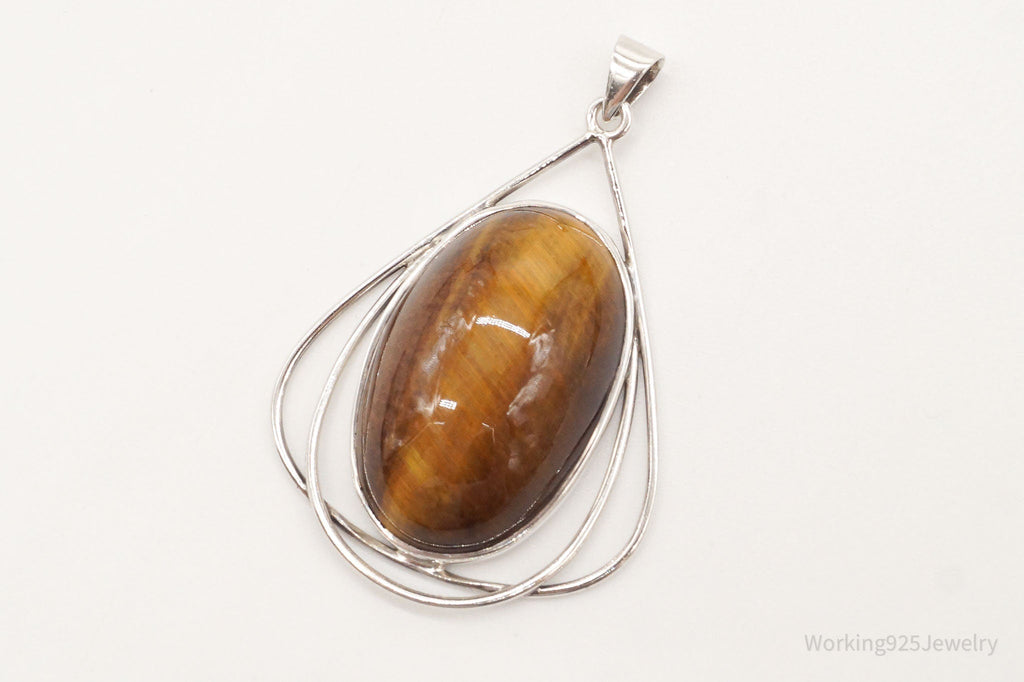 Vintage Large Tigers Eye Sterling Silver Pendant | Jewelry > Necklaces > Pendants | Wiccan Center