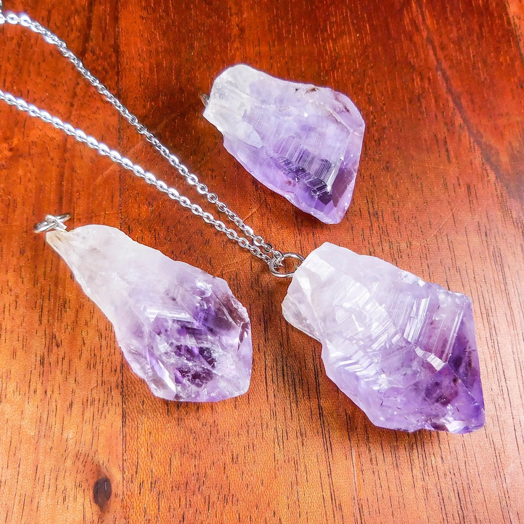 Raw Amethyst Crystal Point Pendant (Silver Ring) Rough Gemstone Jewelry Necklace Supply | Craft Supplies & Tools > Beads, Gems & Cabochons > Charms & Pendants > Pendants | Wiccan Center