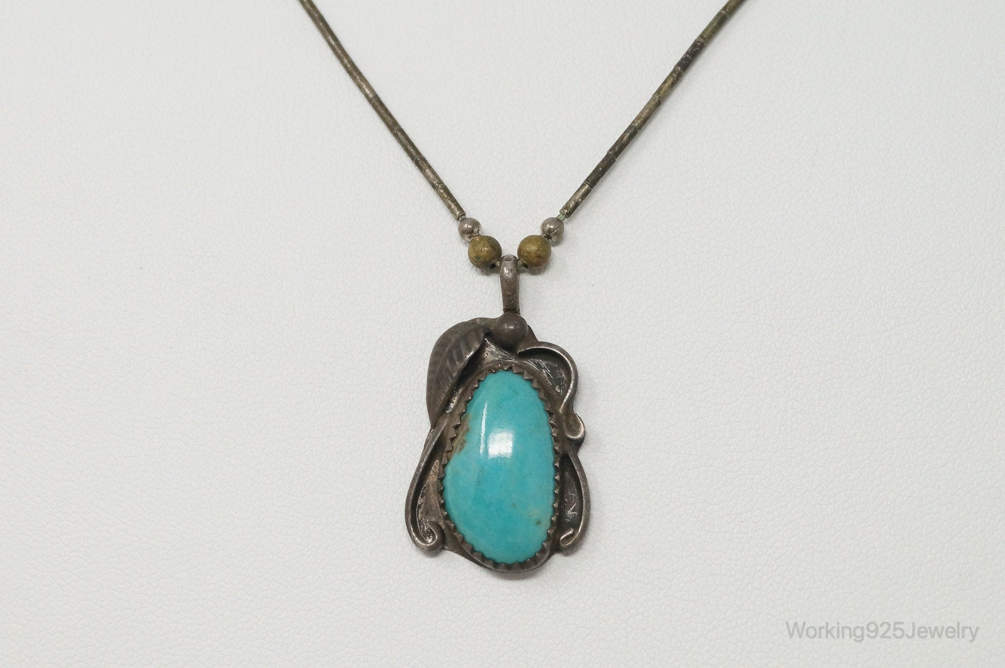 Vintage Native American Unsigned Turquoise Sterling Silver Necklace | Jewelry > Necklaces > Pendants | Wiccan Center