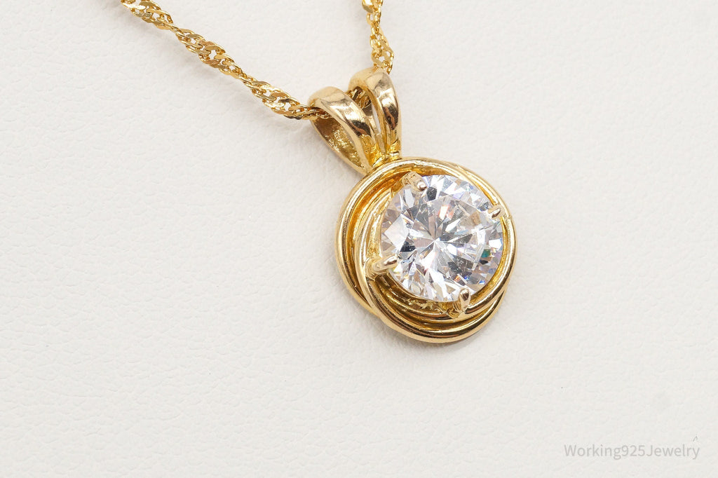 Vintage Gold Vermeil Cubic Zirconia Sterling Silver Necklace | Jewelry > Necklaces > Pendants | Wiccan Center