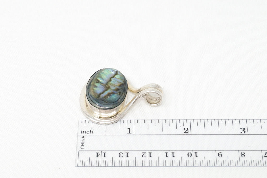 Vintage Mexico Designer Paua Abalone Shell Southwestern Sterling Silver Pendant | Jewelry > Necklaces > Pendants | Wiccan Center