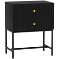 Elegant Two-Drawer Bedside or End Table - Black