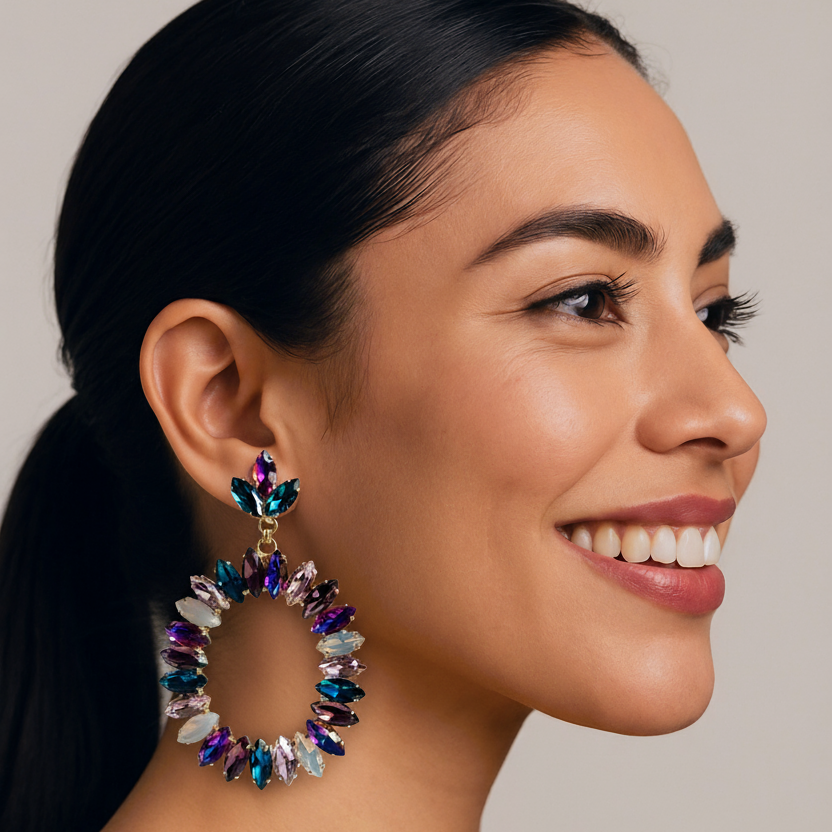 Celeste Crystal Hoop Earring