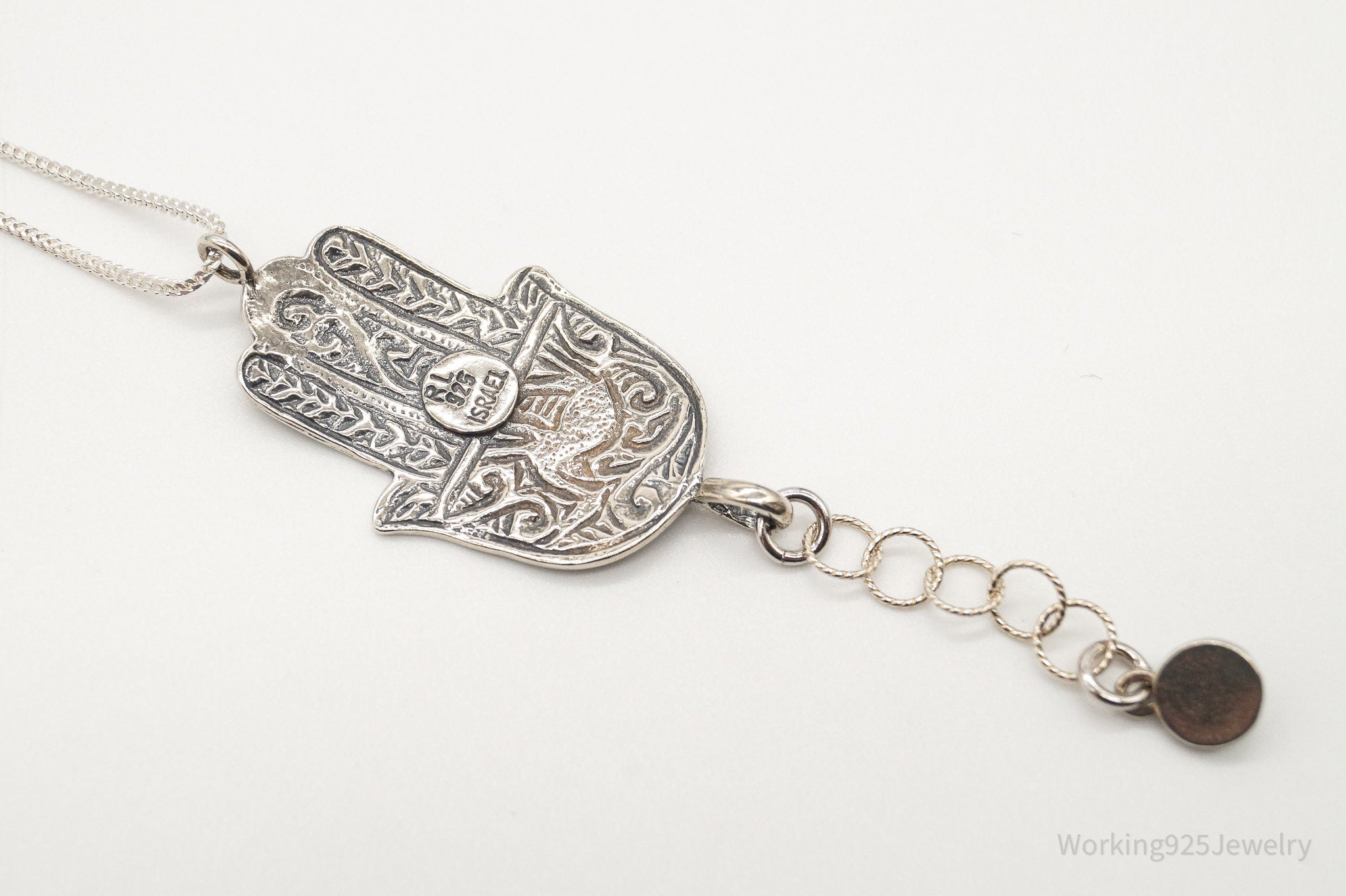 Vintage Israel Designer RL Hamsa Hand Turquoise Sterling Silver Necklace | Jewelry > Necklaces > Pendants | Wiccan Center