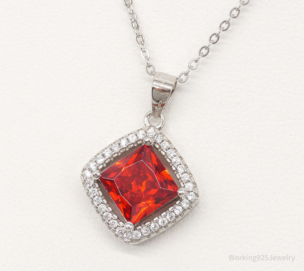 Designer Ryze Red & White Cubic Zirconia Sterling Silver Necklace | Jewelry > Necklaces > Pendants | Wiccan Center