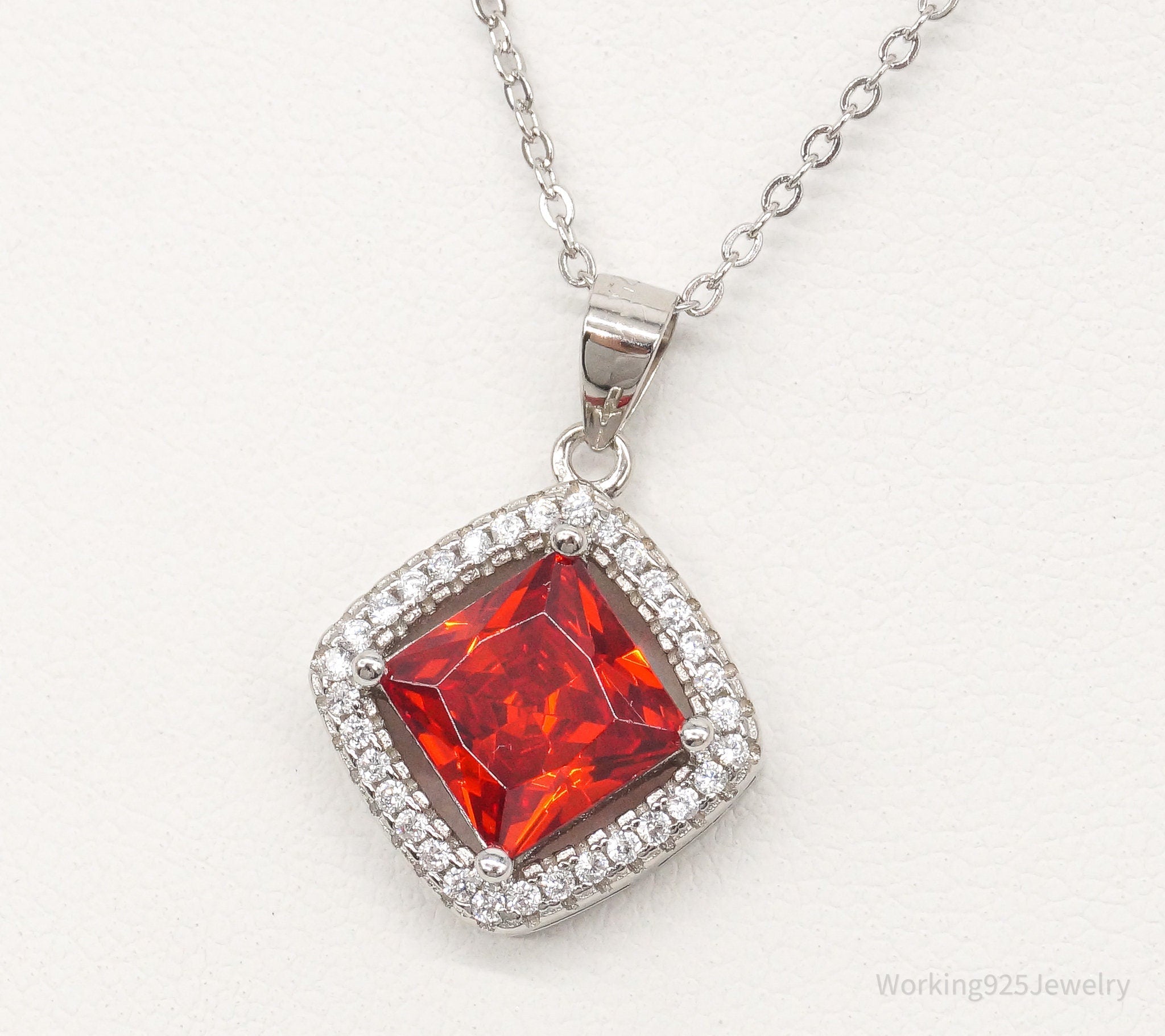 Designer Ryze Red & White Cubic Zirconia Sterling Silver Necklace | Jewelry > Necklaces > Pendants | Wiccan Center