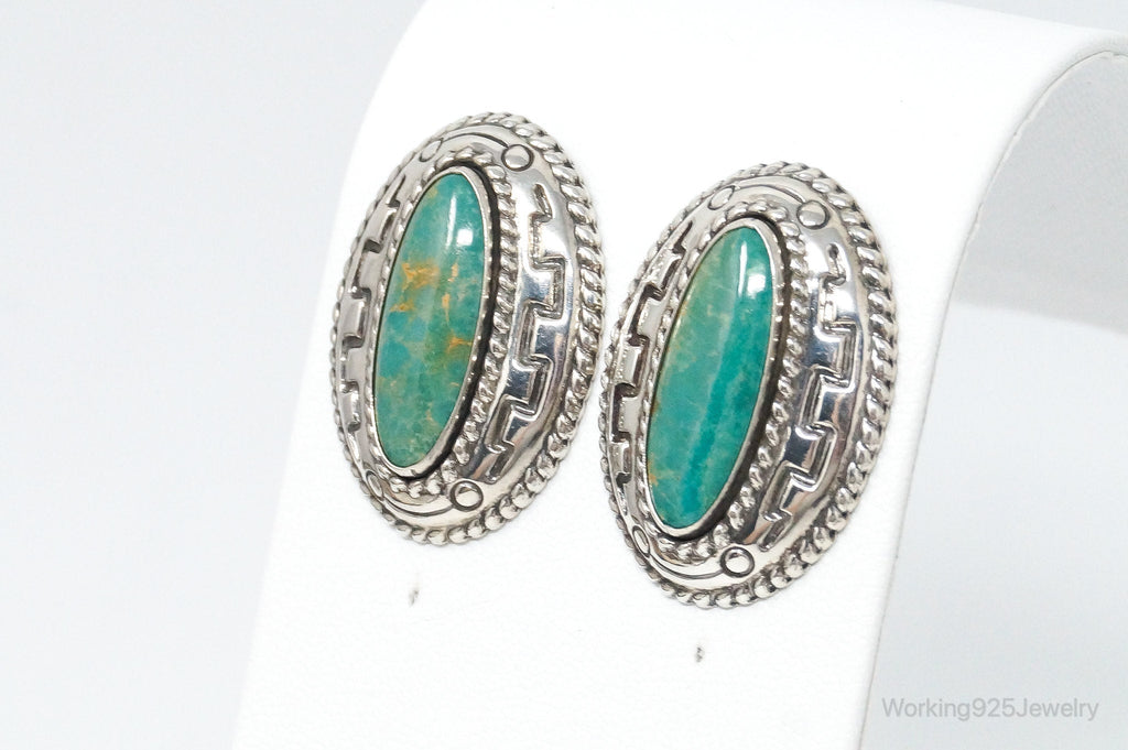 Large Western Designer Carolyn Pollack Relios Turquoise Sterling Silver Earrings | Jewelry > Earrings | Wiccan Center