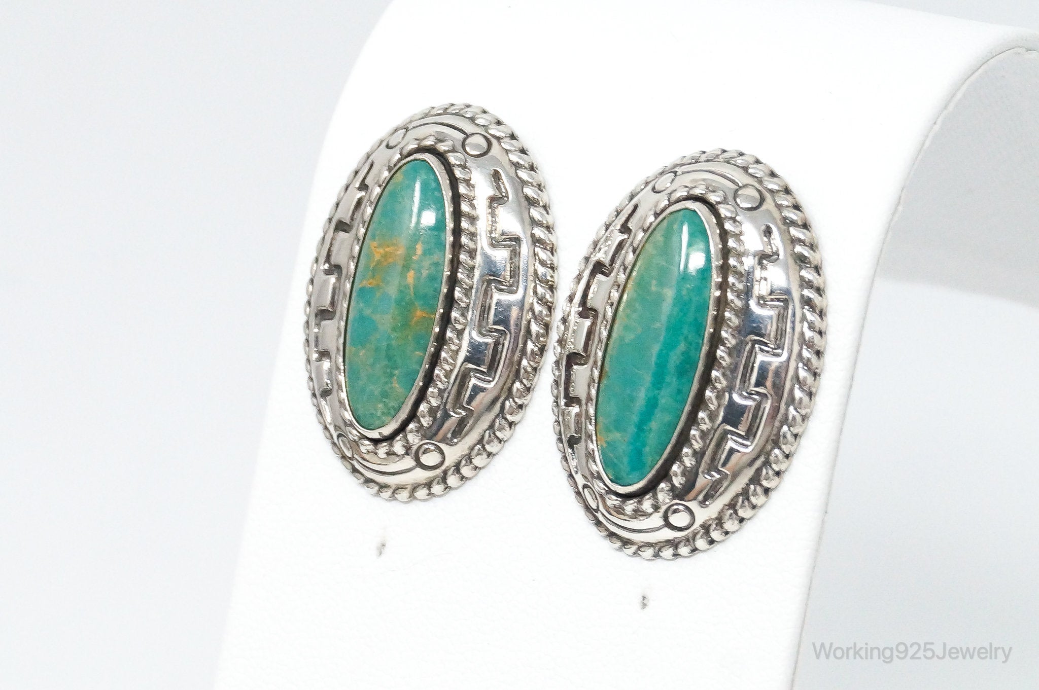 Large Western Designer Carolyn Pollack Relios Turquoise Sterling Silver Earrings | Jewelry > Earrings | Wiccan Center