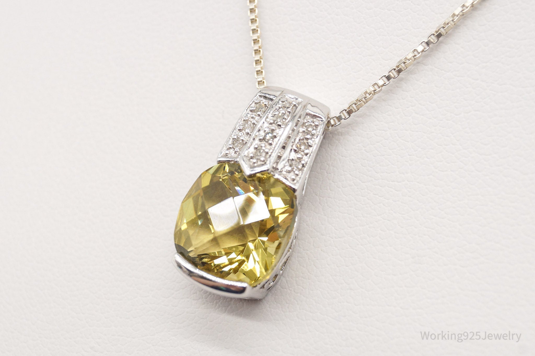 Vintage Designer Yellow & White Cubic Zirconia Sterling Silver Necklace | Jewelry > Necklaces > Pendants | Wiccan Center