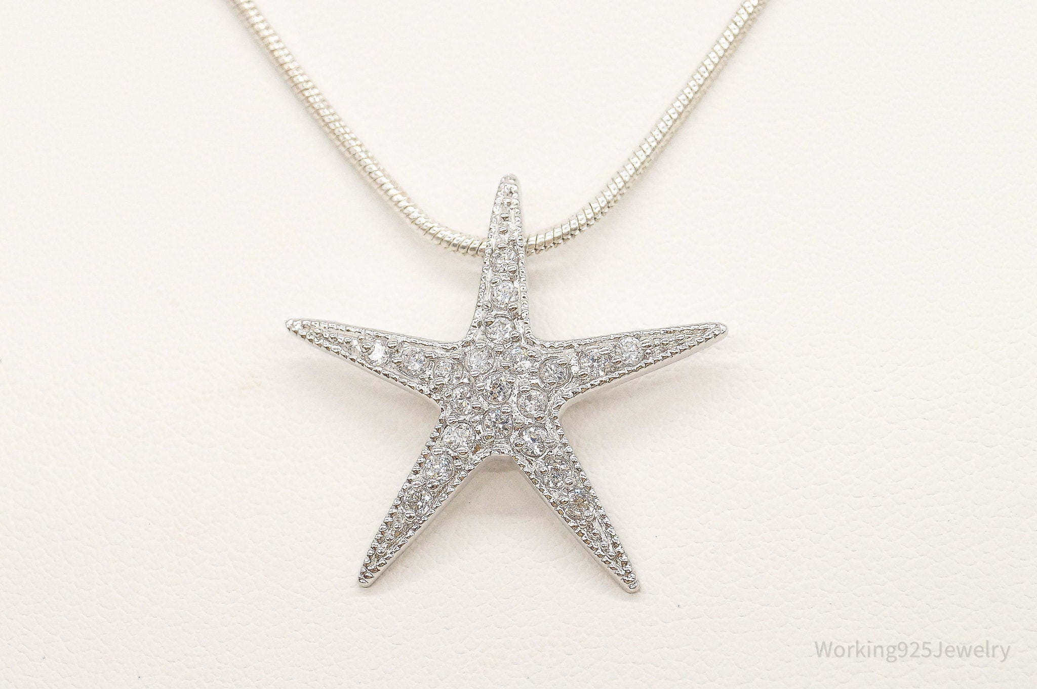 Cubic Zirconia Starfish Sterling Silver Necklace | Jewelry > Necklaces > Pendants | Wiccan Center