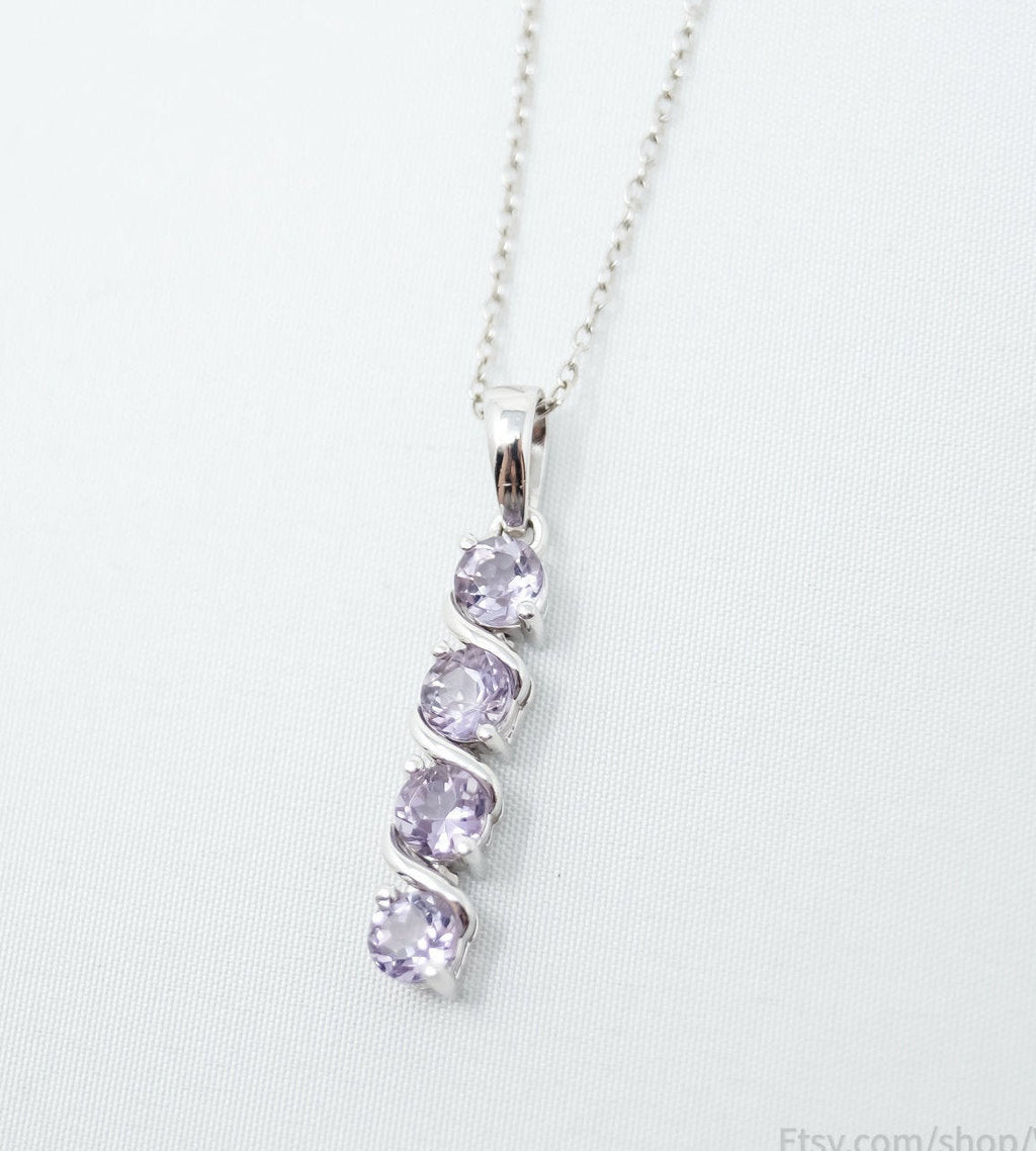 Vintage Amethyst Art Deco Sterling Silver Long Chain Necklace | Jewelry > Necklaces > Pendants | Wiccan Center