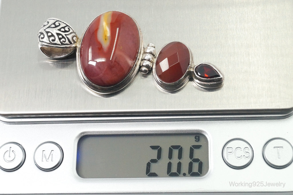 Vintage Designer AF Mookaite Jasper Carnelian Garnet Sterling Silver Pendant | Jewelry > Necklaces > Pendants | Wiccan Center