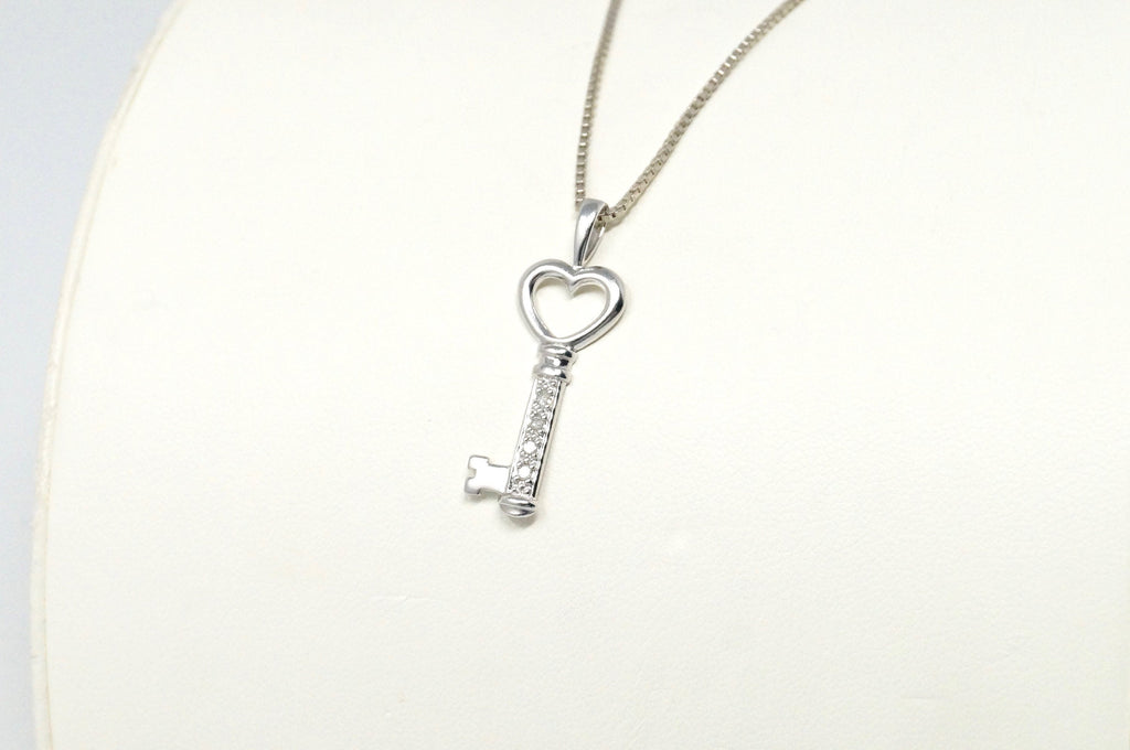 Vintage Diamond Heart Key "Key To My Heart" Sterling Silver Necklace 20" | Jewelry > Necklaces > Pendants | Wiccan Center