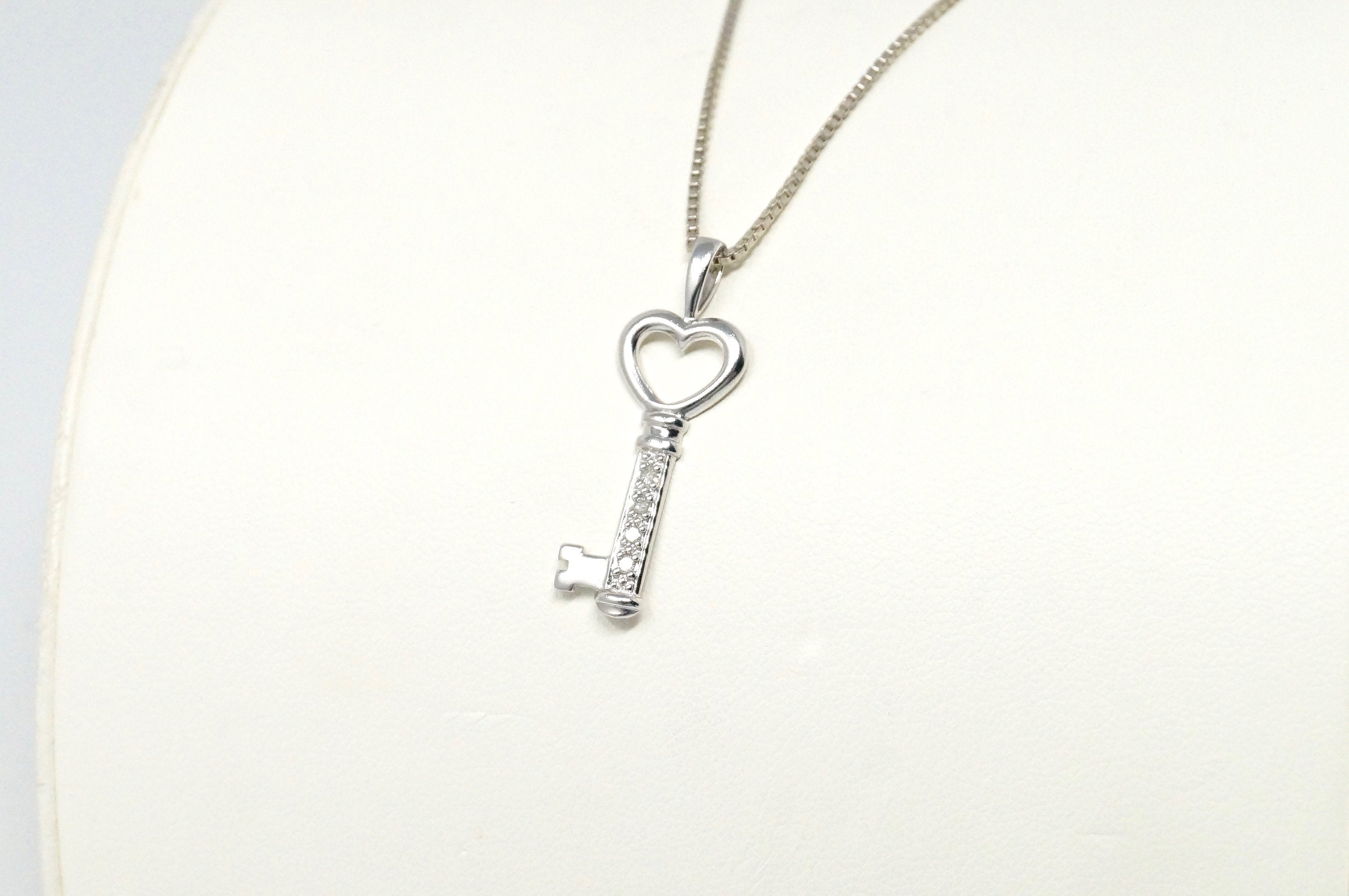 Vintage Diamond Heart Key "Key To My Heart" Sterling Silver Necklace 20" | Jewelry > Necklaces > Pendants | Wiccan Center
