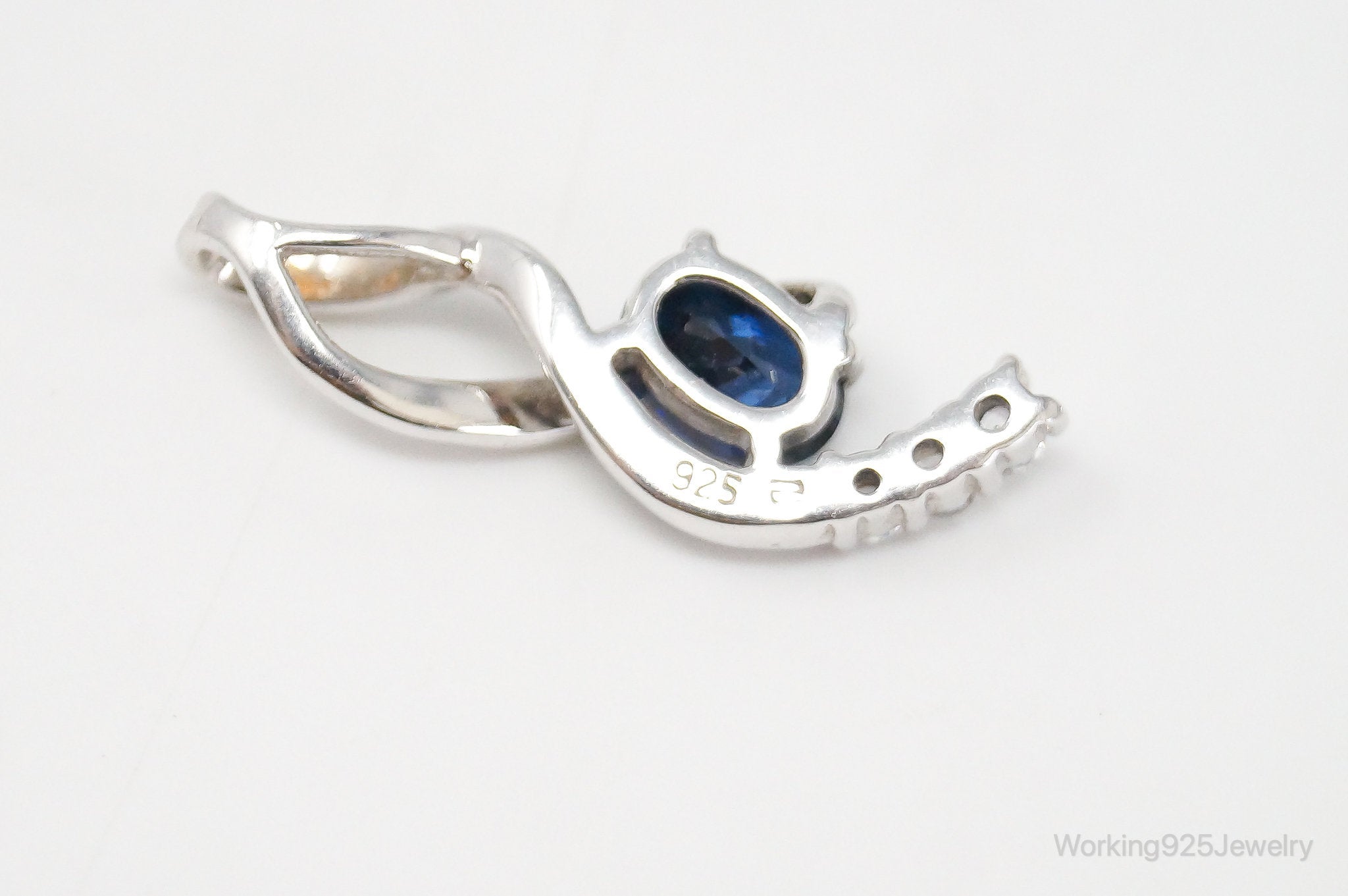 Blue Sapphire Cubic Zirconia Sterling Silver Necklace Pendant | Jewelry > Necklaces > Pendants | Wiccan Center