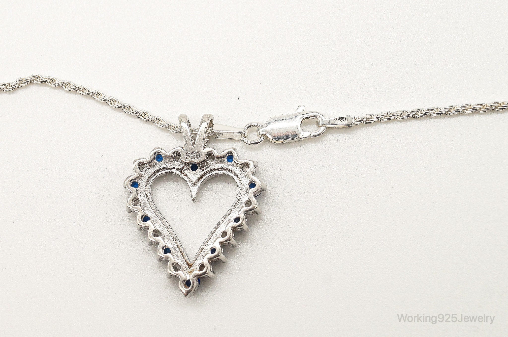 Blue & White Cubic Zirconia Heart Sterling Silver Necklace | Jewelry > Necklaces > Pendants | Wiccan Center