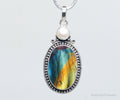 Vintage Large Labradorite Pearl Sterling Silver Necklace Pendant | Jewelry > Necklaces > Pendants | Wiccan Center