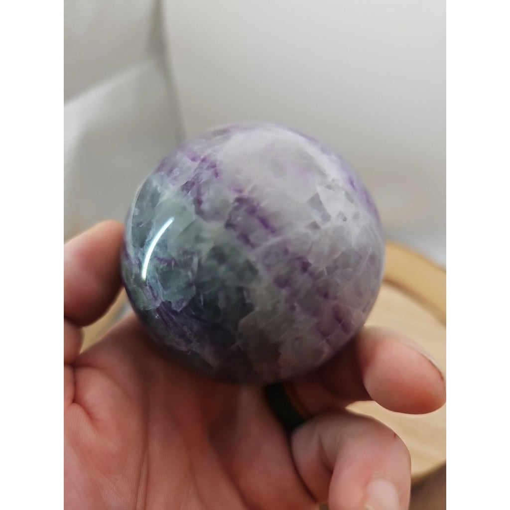 1.09lb Natural Rainbow Fluorite Quartz Crystal Sphere Ball Polished | Crystal Spheres & Eggs | Wiccan Center