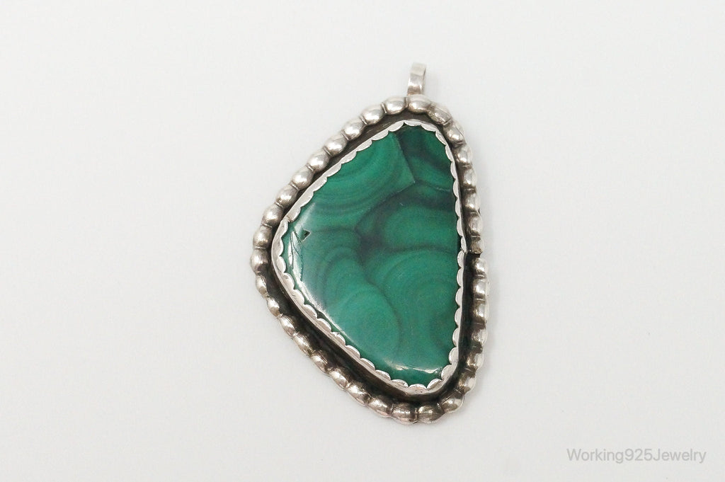 Large Vintage Native American Unsigned Malachite Sterling Silver Pendant | Jewelry > Necklaces > Pendants | Wiccan Center